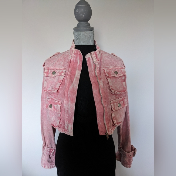 Pink Billie Cropped Cargo Jacket - Picture 3 of 4